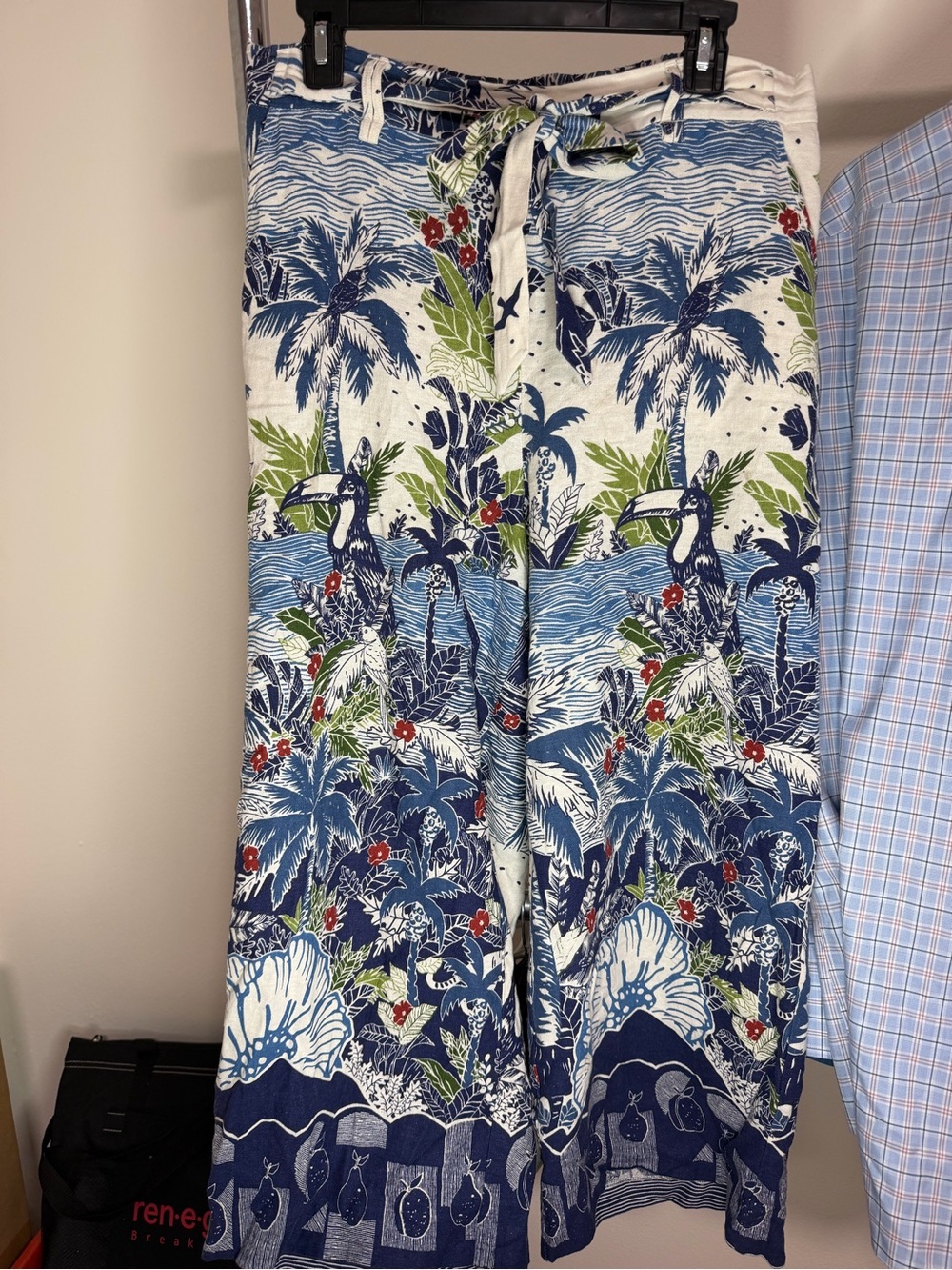 C&C California Blue, Green & Red Tropical Wide Leg Pants